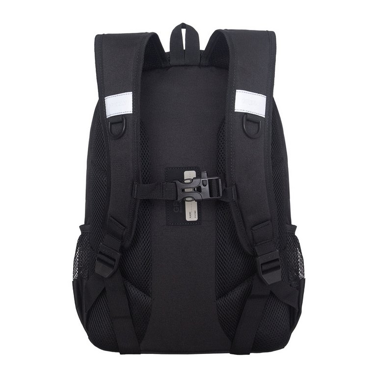 Рюкзак школьный для мальчика Grizzly 39*28*20 см, черный/серый