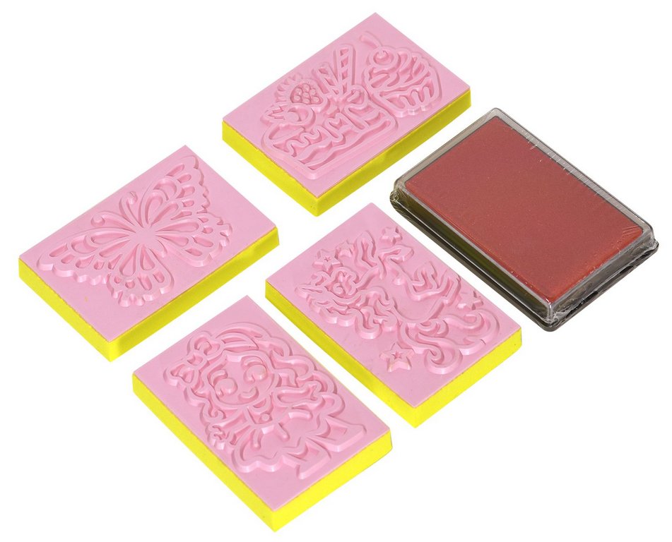 Штамп контурный для девочки Каляка-Маляка 4 шт/уп с чернилами