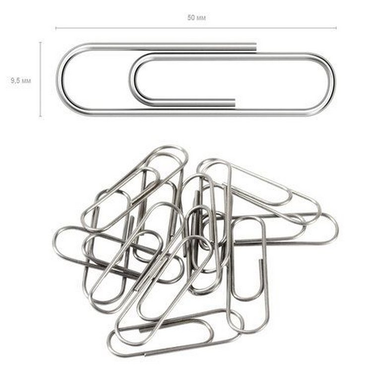 Скрепки 50 мм 50 шт/уп никелированные deVENTE