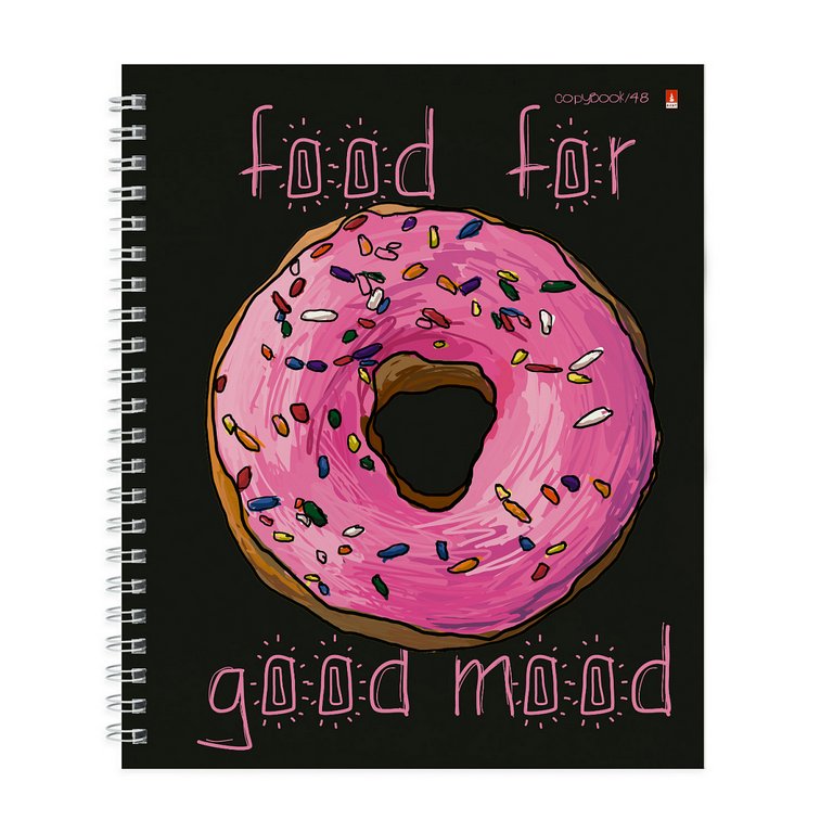 Тетрадь 48 лист кл. А5 на гребне "FOOD IN BLACK" 5 ВИДОВ