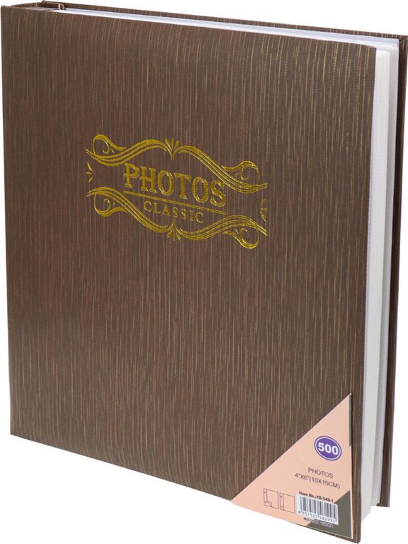 Фотоальбом 500 фото 10*15см "Классика" твердая обложка, коричневая рябь