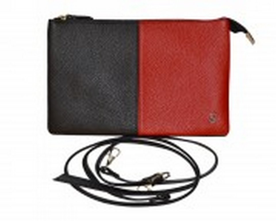 Сумка женская-клатч  D.Morelli , нат. кожа "Duo" черно-красная