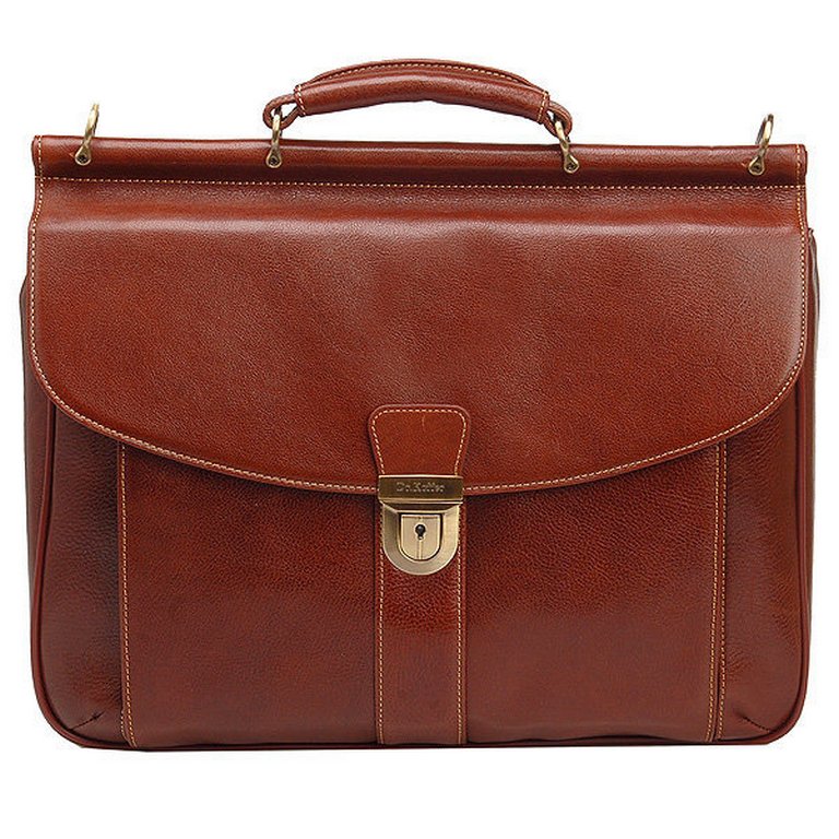 Портфель Dr.Koffer 40*31*9см, нат. кожа, со съемным плечевым ремнем, коньяк