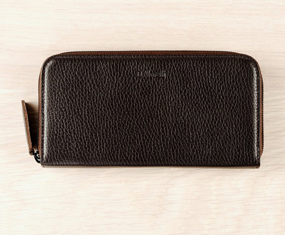 Портмоне D.Morelli мужское "Texas" на молнии, нат. кожа, коричневое