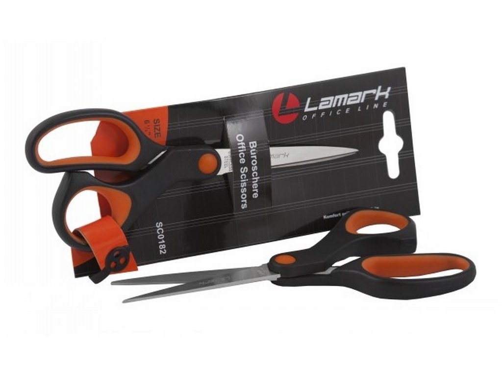 Ножницы 171 мм пластмас. эргоном. рукоятка с резиновыми вставками Lamark