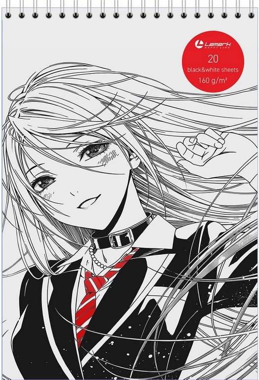 Скетчбук 148*210 мм, 20л. на спирали "ЧЕРНАЯ и БЕЛАЯ " 160г/м2