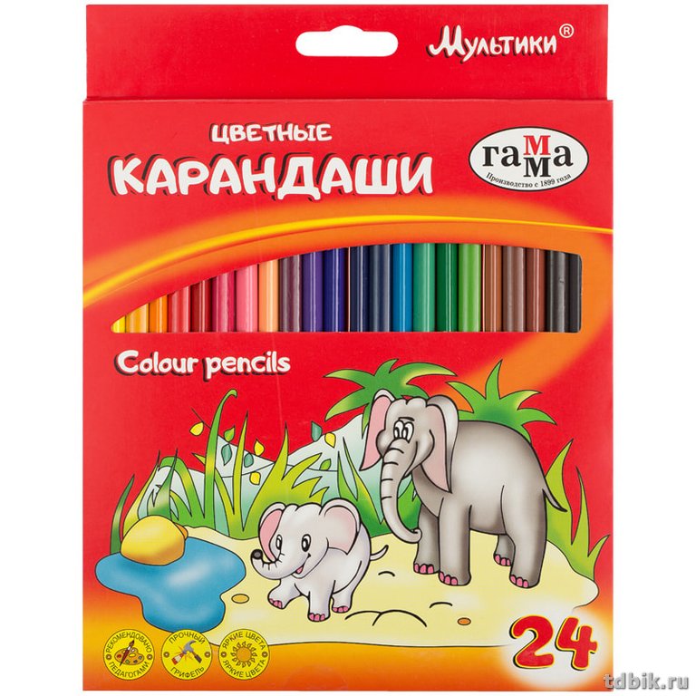 Набор карандашей  24 цв. трехгранные ГАММА "Мультики"