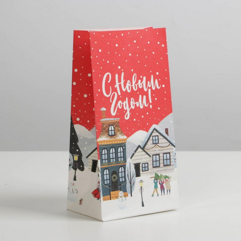 Пакет бумажный без ручек НГ 10*19,5*7см "Новое счастье"