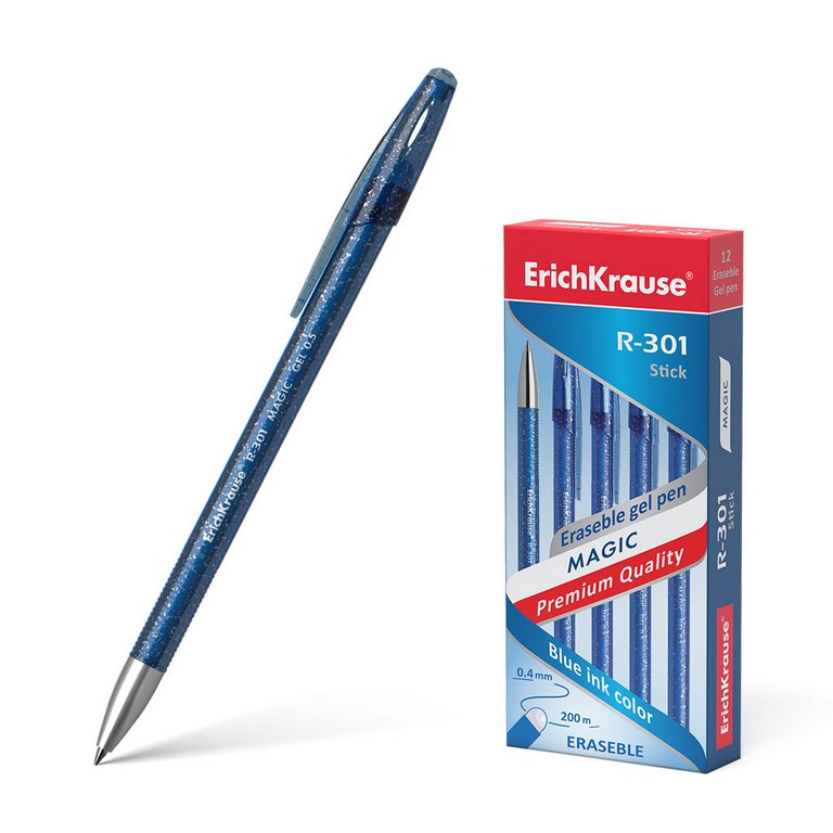 Ручка пиши-стирай гелевая ErichKrause "Gel Stick" синяя 0,5мм (линия 0,4мм)