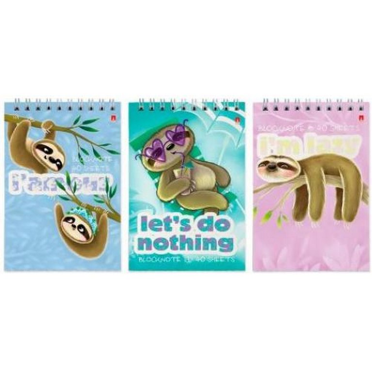 Блокнот А6  40л., 105*148 мм, 40л., на гребне "КАРИБСКИЕ ЛЕНИВЦЫ" 3 ВИДА