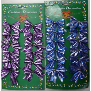 Бант синий/феолетовый 12 шт, 6 см голографический