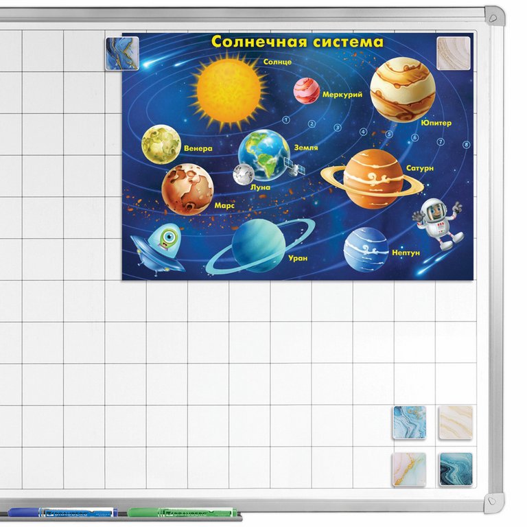 Магниты квадратные 35 мм стекло (6шт/уп) Мрамор BRAUBERG