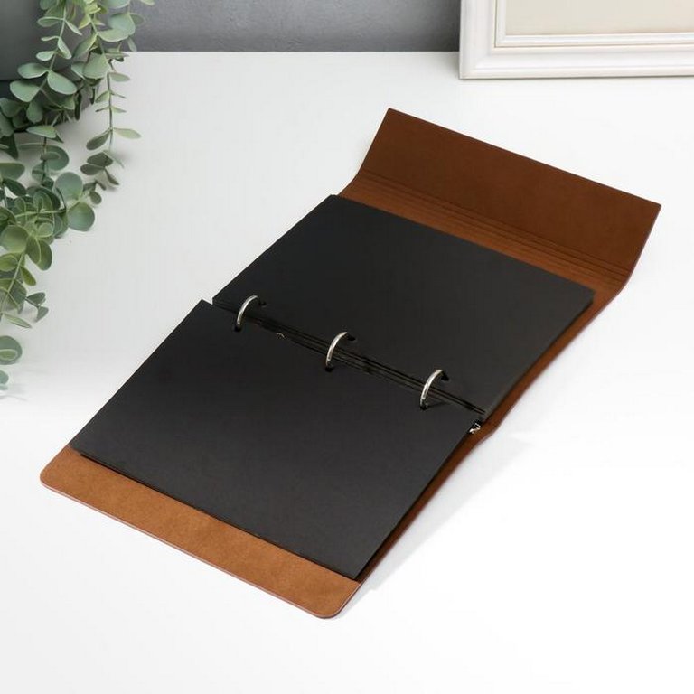 Фотоальбом для наклеивания фото 30 листов на кольцах 22*17см "Штурвал" кожзам