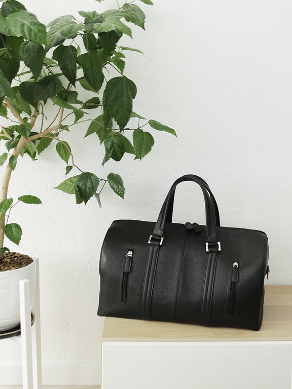 Сумка дорожная "D.Morelli" 45x25x25 см нат. кожа, черная