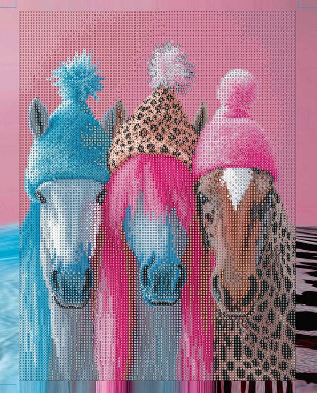 Алмазная мозаика 30*40см "Лошади в шапочках" Феникс+