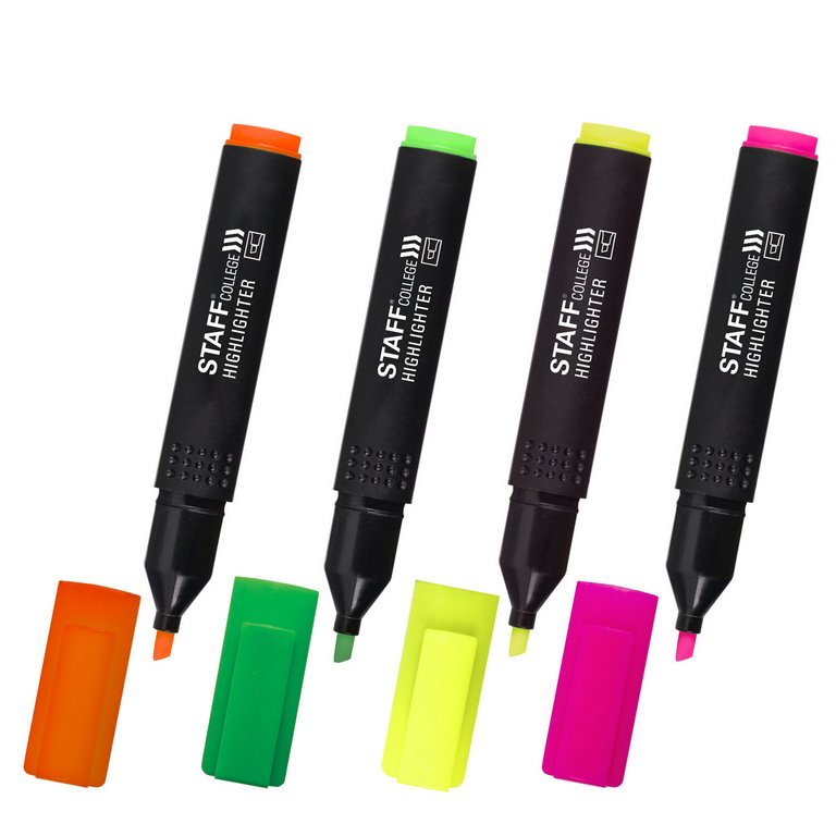 Набор текст-маркеров  4 шт STAFF "College" 1-4 мм (желт., зелен., розов., оранж.)