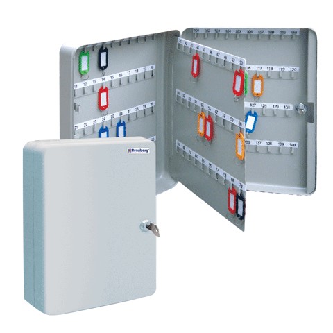 Шкаф для хранения 140 ключей, серый, с брелками, 370*280*80мм, Brauberg