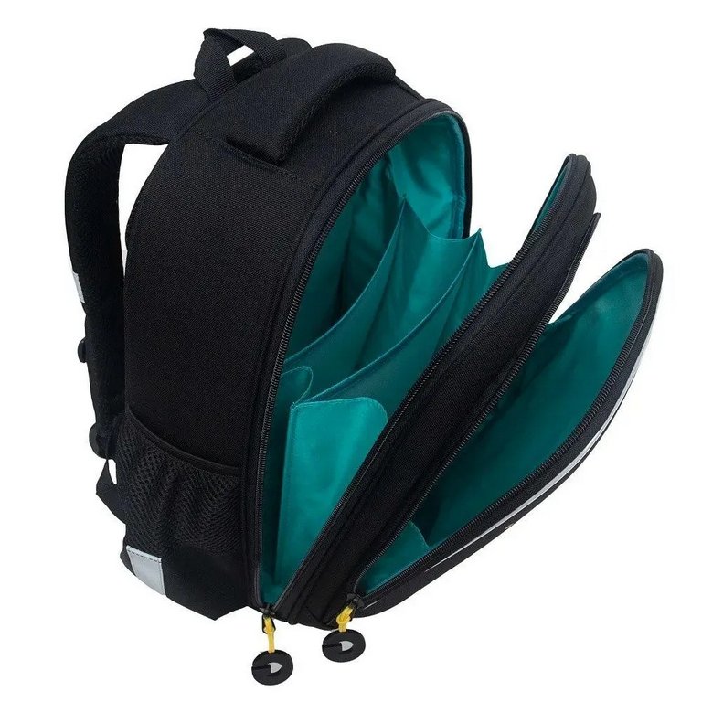 Рюкзак каркасный для мальчика Grizzly 28*36*20 см., черный/желтый