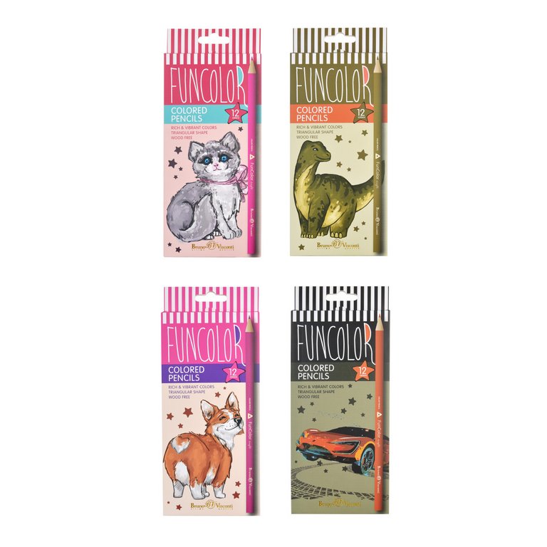 Набор карандашей  12 цв. трехгранные  пласт. корпус Bruno Visconti "Funcolor"