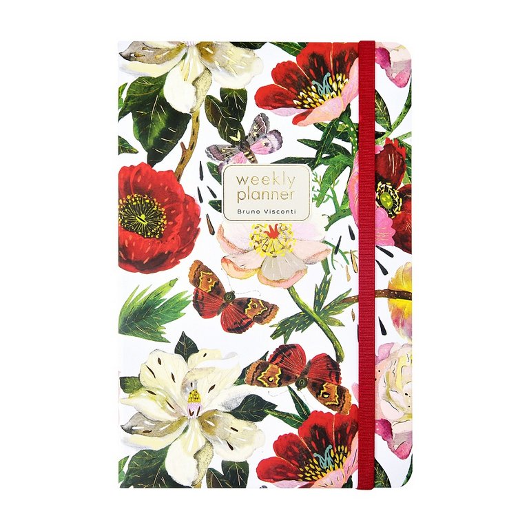 Еженедельник без дат 142*215 мм Bruno Visconti "Flora. Пионы" тв. обл. на резинке