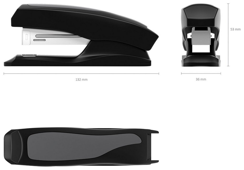 Степлер № 10 до 15л Erich Krause Elegance черный с антистеплером (глубина 50мм)