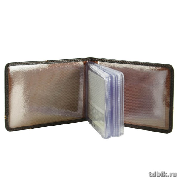 Визитница на 40 визиток D.Morelli "Floter kross", нат.кожа, коричневая