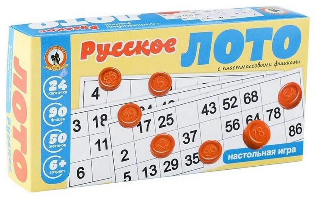 Игра настольная Лото "Русское лото" пласт. фишки