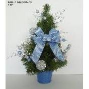 Ель декоративная   0,4 м украшенная (цв. гамма украшений синий/голубой)