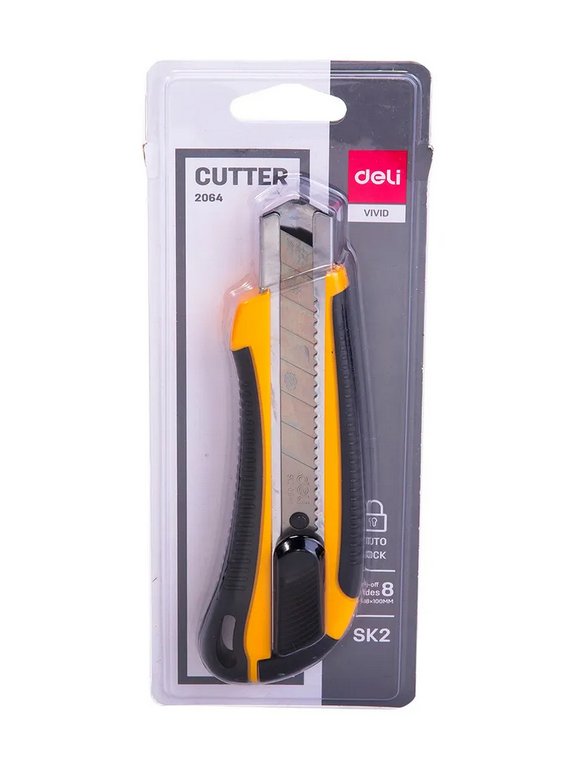 Нож канцеляр. шир. 1,8 см, метал. направ. резиновые вставки Deli