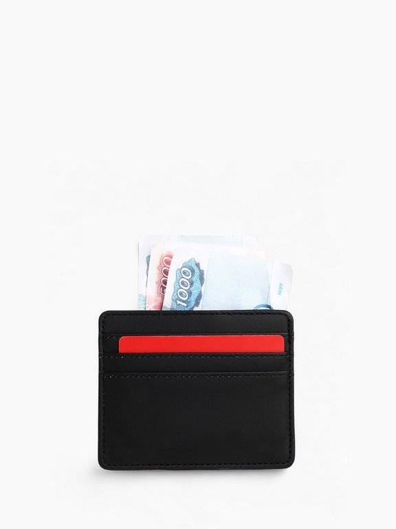 Картхолдер, на 3 карты, отделение для купюр, чёрный