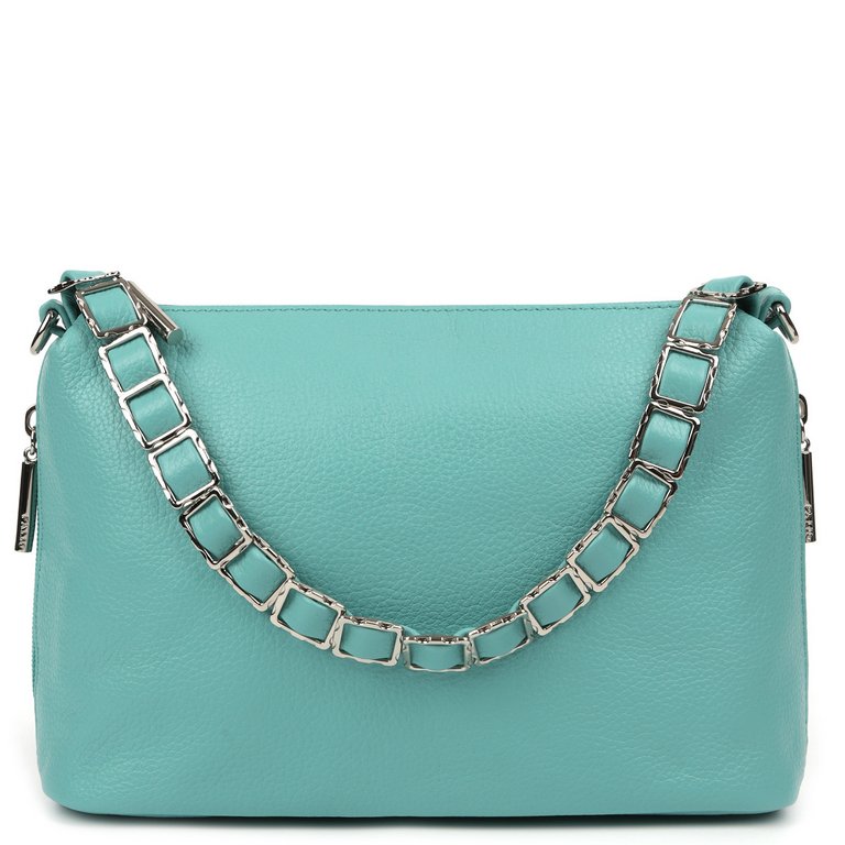 Сумка женская Palio, 26х17х10 см, нат. кожа, бирюзовый