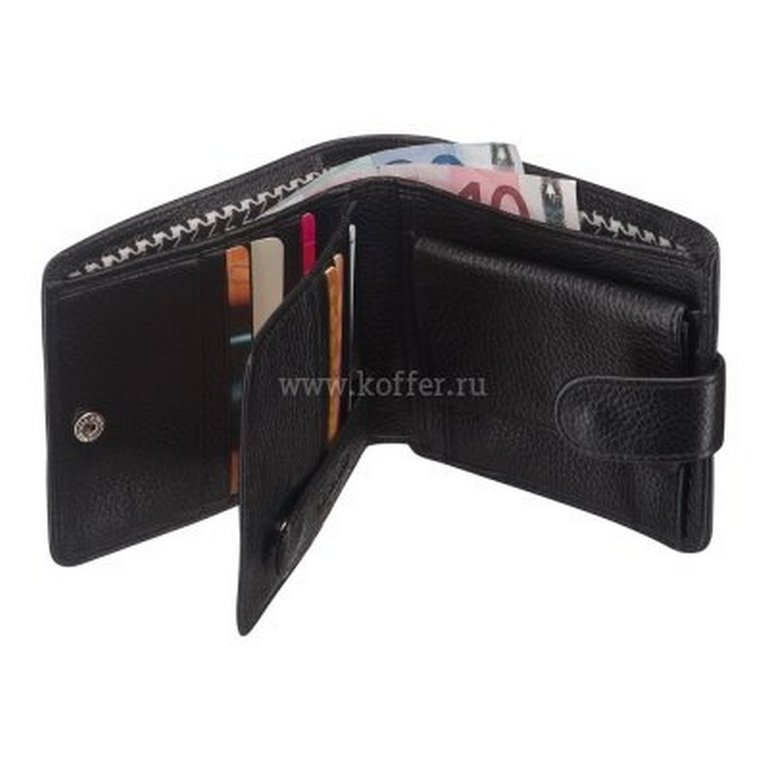 Портмоне Dr.Koffer 10*12,5см, нат. кожа, черный