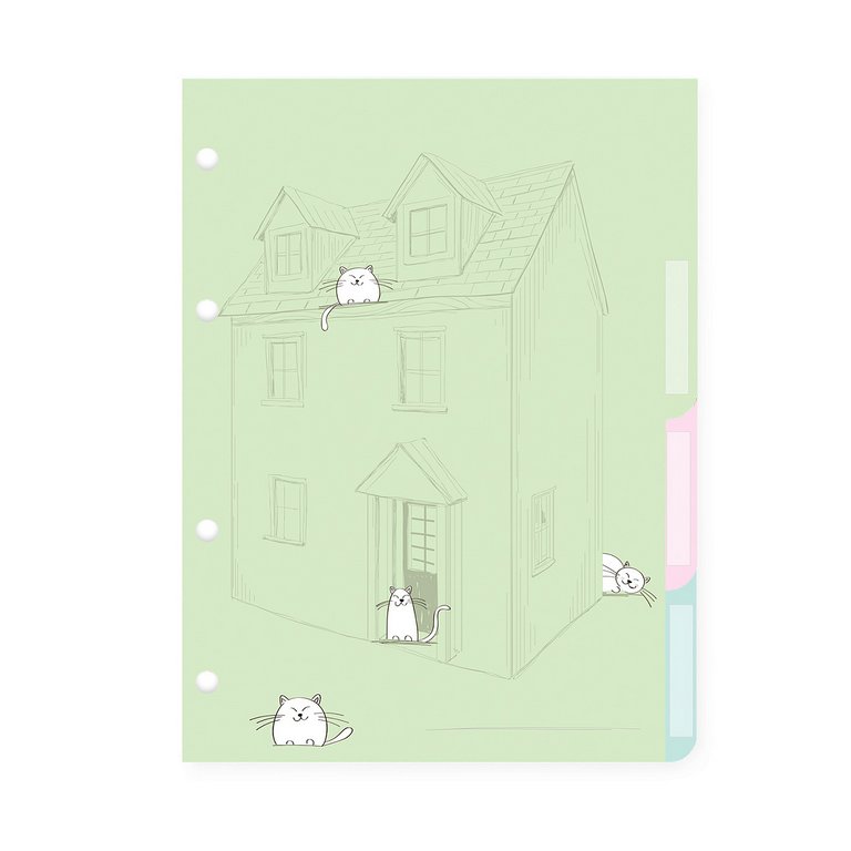 Разделители для тетради на кольцах А5 4л. "ДОВОЛЬНЫЕ КОТЫ"