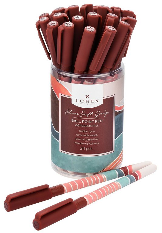 Ручка шариковая с рис. масляная LOREX "HILL SLIM SOFT GRIP " синяя (стерж140мм, линия0,5 мм)