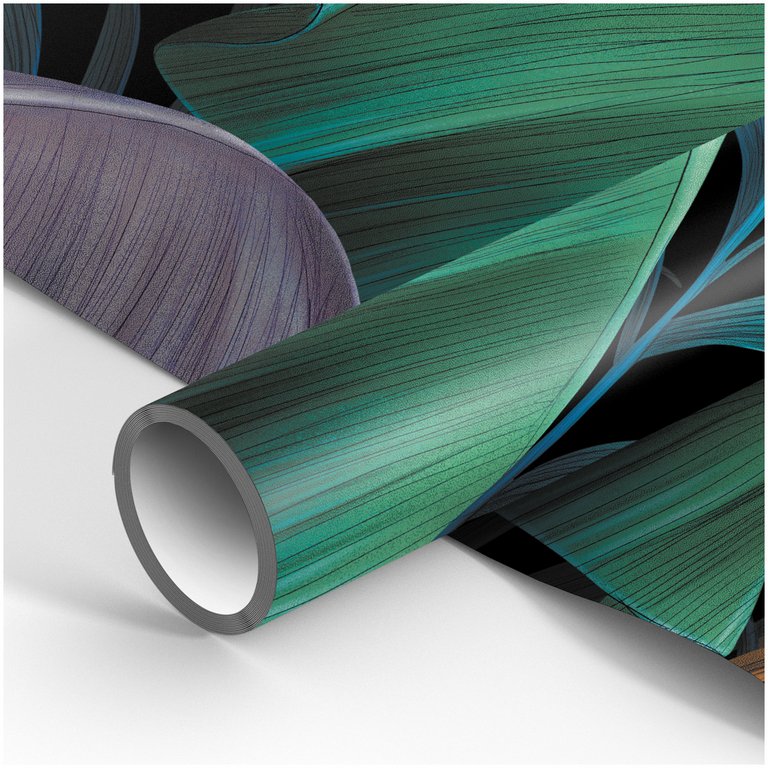 Бумага упаковочная 70*100см  в рулоне "Цветочный принт"