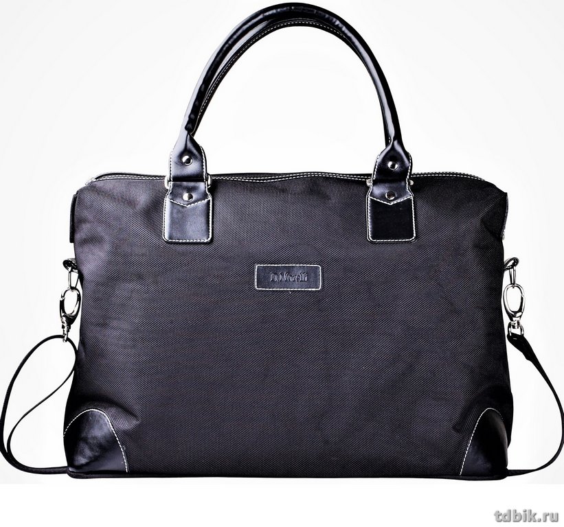 Сумка дорожная "D.Morelli" 41x18x30см текстиль/кож зам, черная