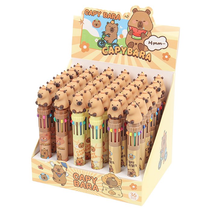 Ручка шариковая сувенирная автомат 10-и цветная "Капибара"
