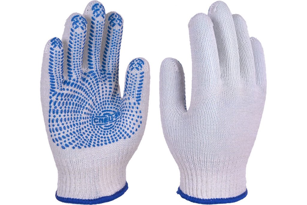 Перчатки х/б с ПВХ напылением СПЕЦ-SB сеть, белые, 45 гр., (9)