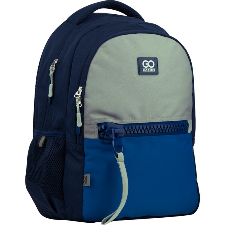 Рюкзак школьный для мальчика GoPack Teens "Color block boy" 42*30*12см, серо/синий