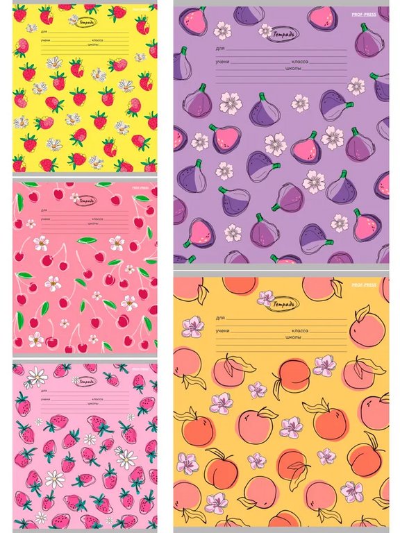 Тетрадь 18 лист лин. А5 "Ягодки и цветы" ассорти Prof-Press