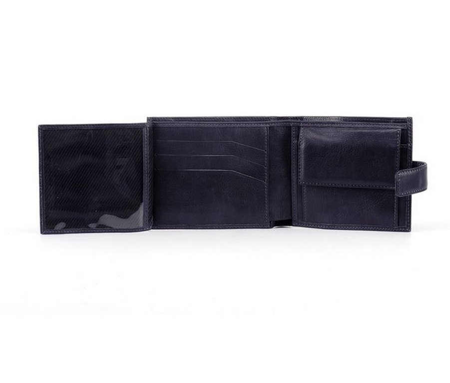 Портмоне D.Morelli мужское "БОНД" с хлястиком, нат.кожа, синий