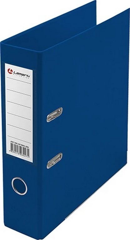 Папка-регистратор А4 75мм Lamark, двустор. покрытие, метал. окантовка,пл. карман на торце синяя
