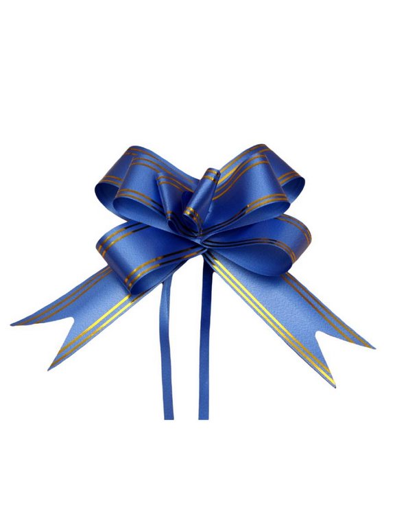 Бант Бабочка 30мм синий (золотые полосы)