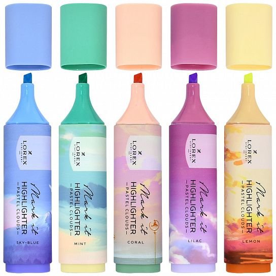 Текст-маркер LOREX "PASTEL CLOUDS" 1-5 мм (ассорти)