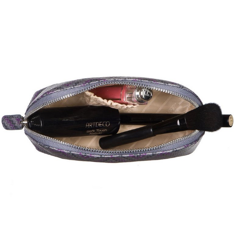 Косметичка Dr.Koffer 10,5*18,5*6,5см, нат. кожа, на молнии, серая