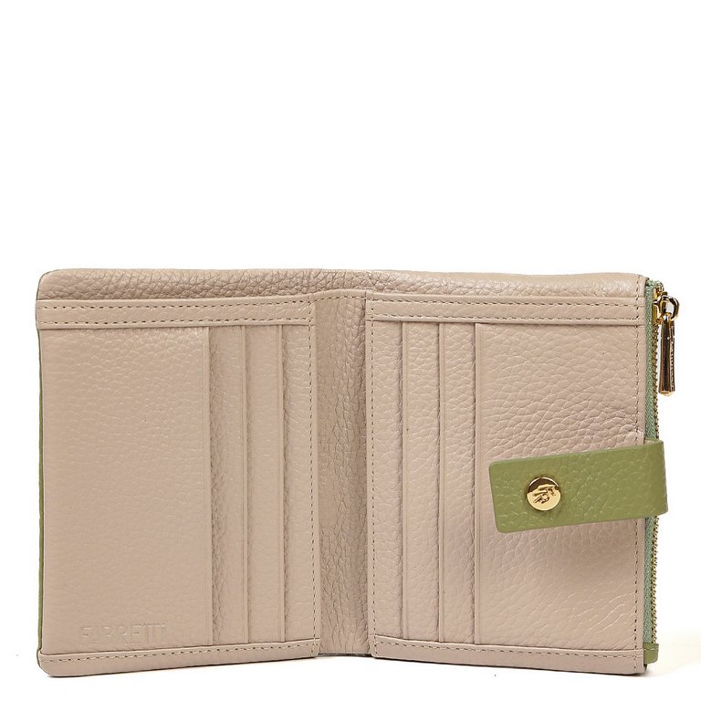 Портмоне FABRETTI женское, нат. кожа, 12*9,5*2 см, зеленый/мятный