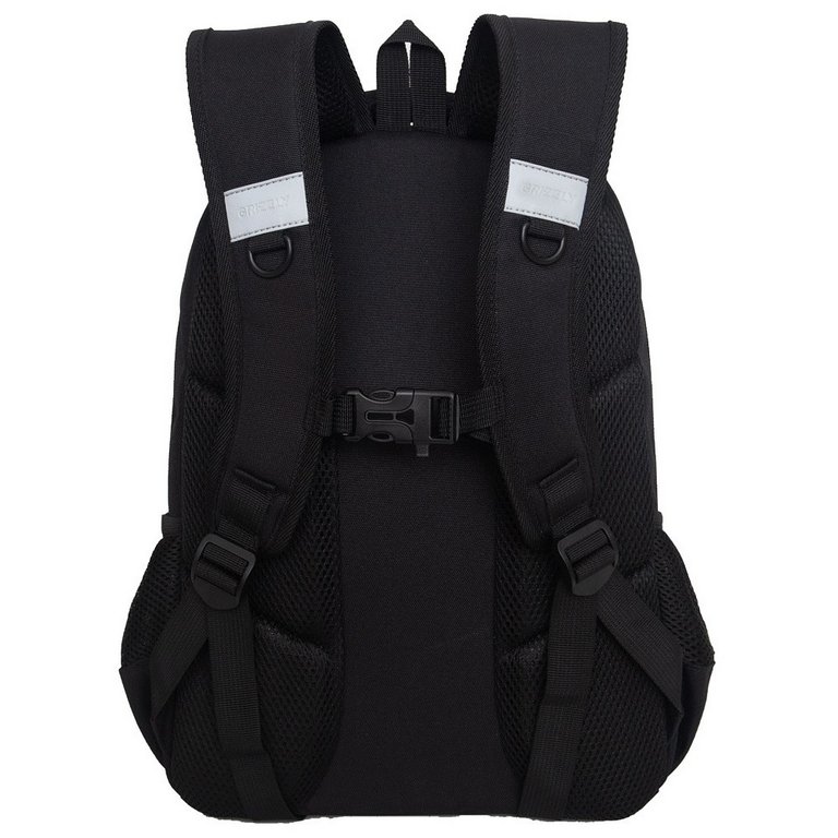Рюкзак школьный для девочки Grizzly 28*39*20 см, черный/серый