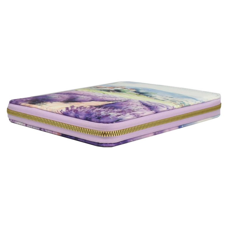 Ежедневник-органайзер без дат А5+ 120л. Escalada "Наппа Лавандовое поле" кожзам тв. обл. на молнии