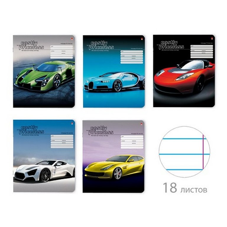 Тетрадь 18 лист лин. А5 "МАШИНЫ.КОНТРАСТЫ" 5 ВИДОВ