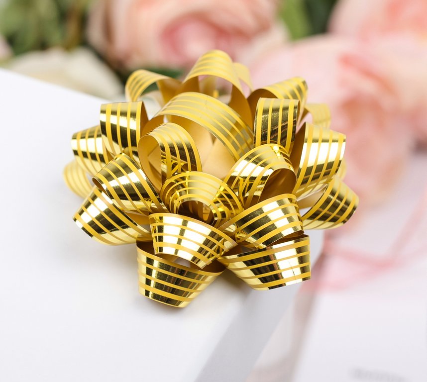 Бант Звезда  7,5см (ассорти) металлик с рисунком